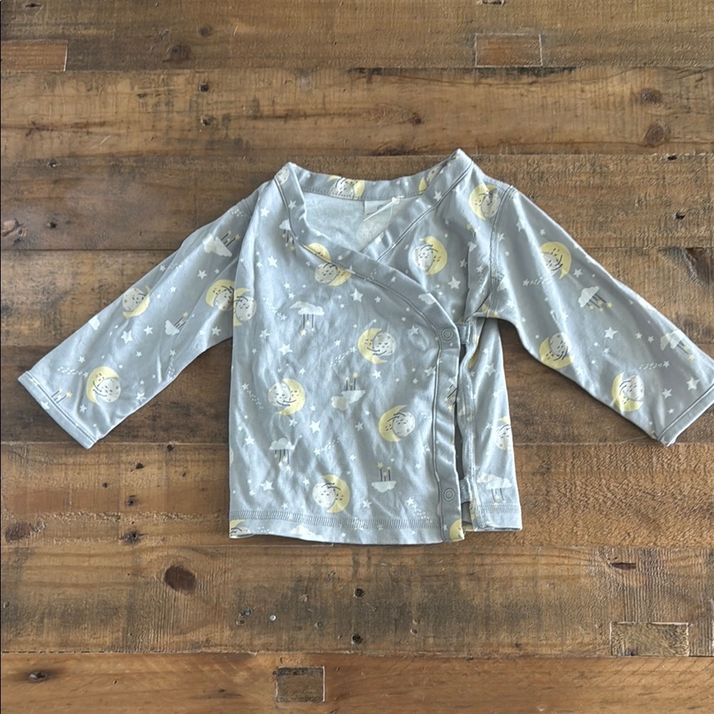 Hanna Andersson Long Sleeve Gray and Yellow Organic Pima Cotton Shirt NWT